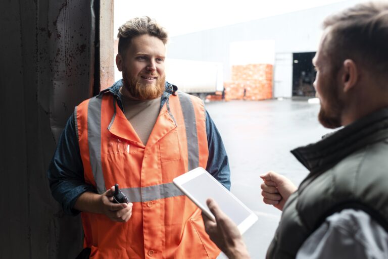 photo of two men talking